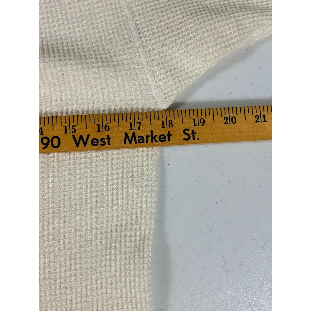 Vintage 90s JE Morgan Long Johns Shirt Mens L/M Cream Waffle Thermal USA NICE